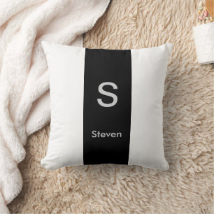Coussin Monogramme bicolore moderne noir et blanc