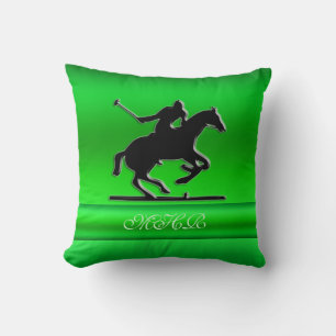 Coussin Monogramme Black Polo Rider sur le look métal vert