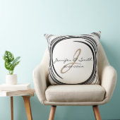 Coussin Monogramme Black Swirl Art Abstrait (Chaise)