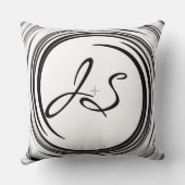 Coussin Monogramme Black Swirl Art Abstrait (Verso)