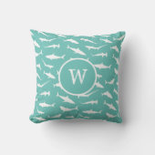Coussin Monogramme blanc bleu bleu du requin (Recto)