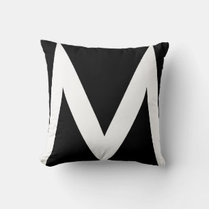Coussin Monogramme blanc élégant sur fond noir
