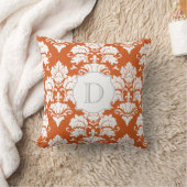 Coussin monogramme blanc et Citrouille Damask (Couverture)