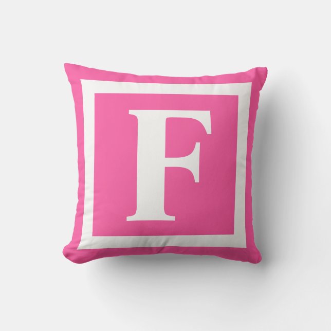 Coussin Monogramme blanc rose moderne initial (Recto)