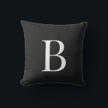 Coussin Monogramme blanc simple noir<br><div class="desc">Monogramme blanc arrière - plan noir Coussin extérieur.</div>