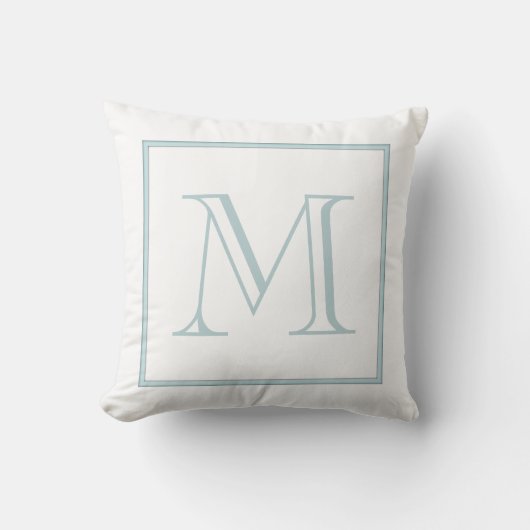 Coussin Monogramme bleu bébé blanc (Recto)
