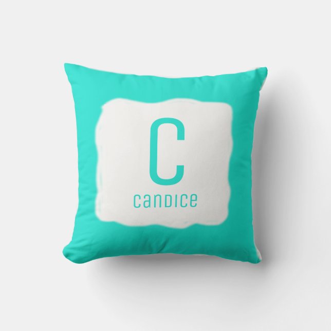 Coussin Monogramme bleu clair (Recto)