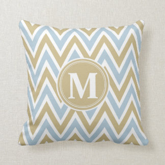 Coussin Monogramme bleu et Brown en pastel de Chevron