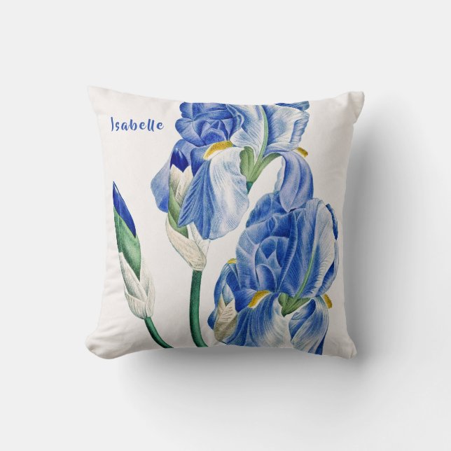Coussin Monogramme bleu Irises (Recto)