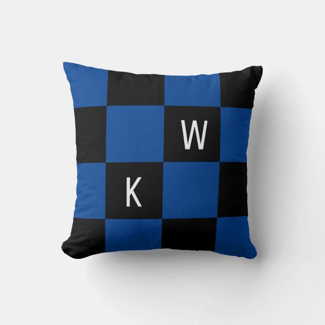 Coussin Monogramme bleu noir (Recto)