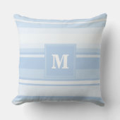 Coussin Monogramme Bleu rayures (Recto)