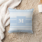 Coussin Monogramme Bleu rayures (Couverture)