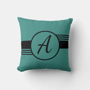 Coussin Monogramme bleu tendance minimum initial