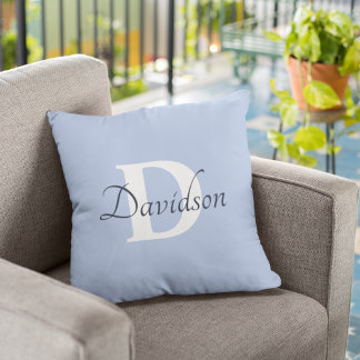 Coussin Monogramme bleu tendance moderne Décor initial