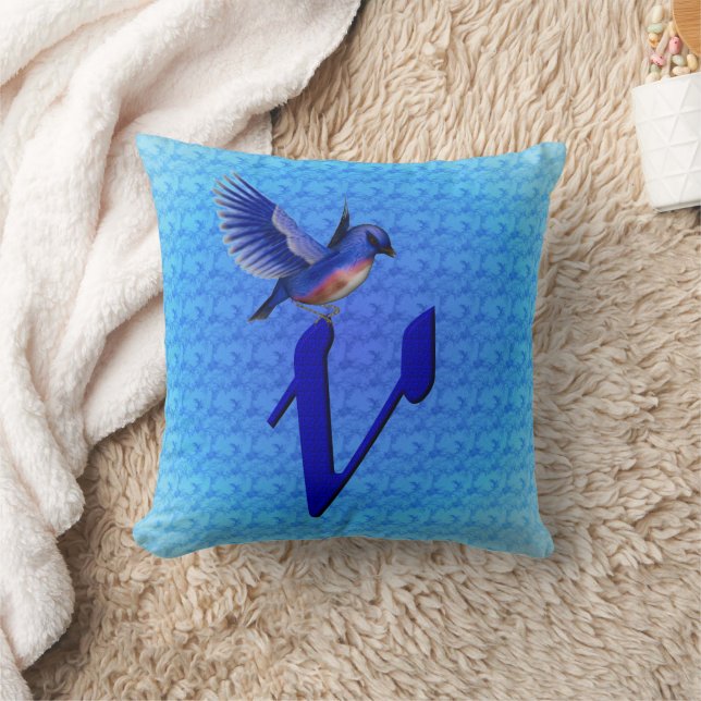 Coussin Monogramme Bluebird Initiale V (Couverture)