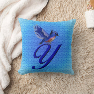 Coussin Monogramme Bluebird Initiale Y