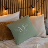 Coussin Monogramme botanique blanc minimaliste