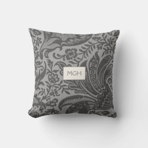 Coussin Monogramme botanique gris moderne