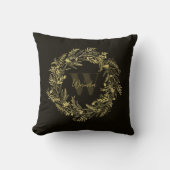 Coussin Monogramme botanique lettre W or chaud (Recto)