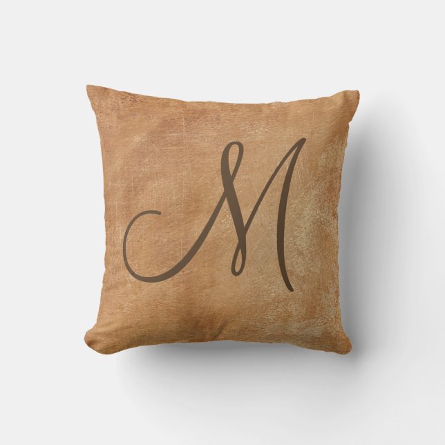 Coussin Monogramme Brown rustique (Recto)