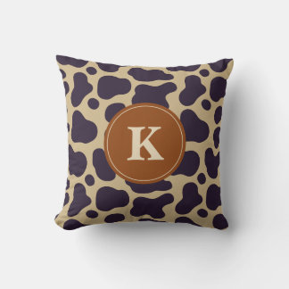 Coussin Monogramme Brown Vache noire Impression et Accents