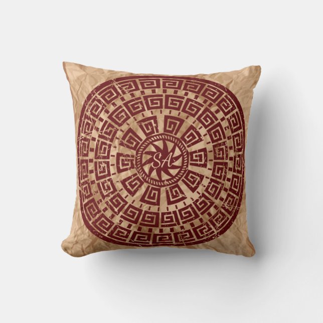 Coussin Monogramme Brown vintage et marron (Recto)
