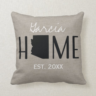 Coussin Monogramme Burlap Home État Arizona