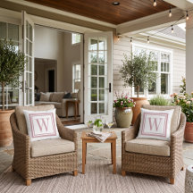 Monogramme carré classique mauve et blanc