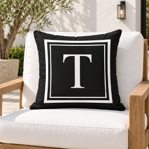 Coussin Monogramme carré classique noir et blanc