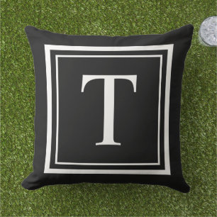 Coussin Monogramme carré classique noir et blanc