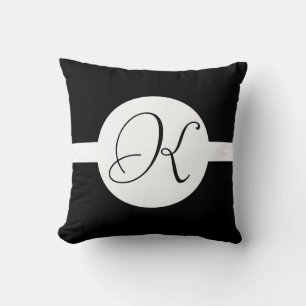 Coussin Monogramme Cercle noir et blanc