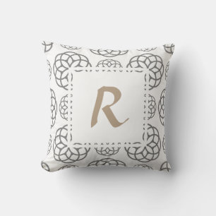 Coussin Monogramme Cercles Géométriques Gris avec Personna