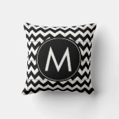 Coussin Monogramme Chevron Noir Blanc Moderne (Verso)