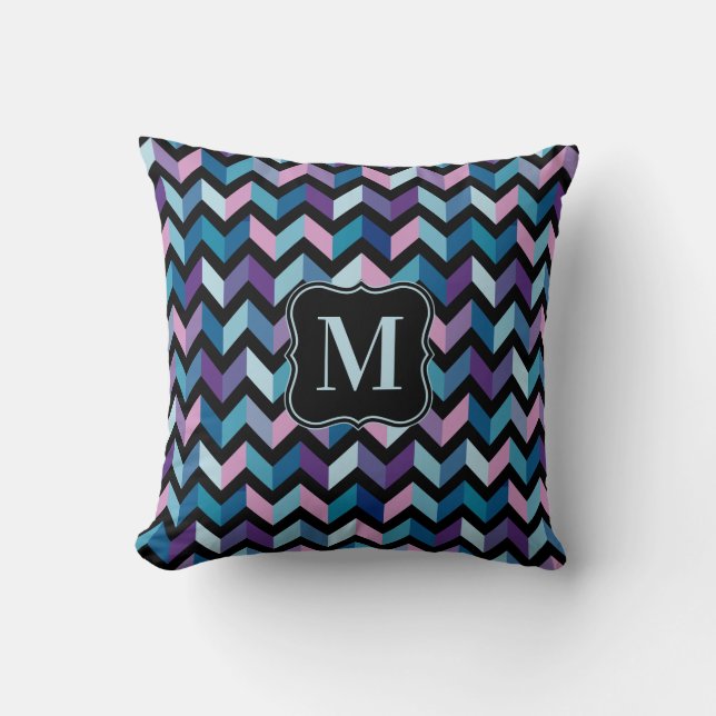 Coussin Monogramme Chevrons cassés (Recto)