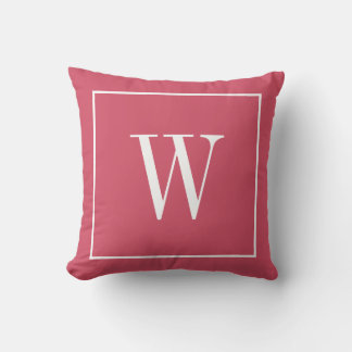 Coussin Monogramme Chic Initial Stylé Rose Et Blanc Mis à