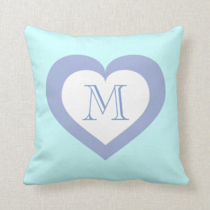 Coussin Monogramme ciel bleu coeur motif