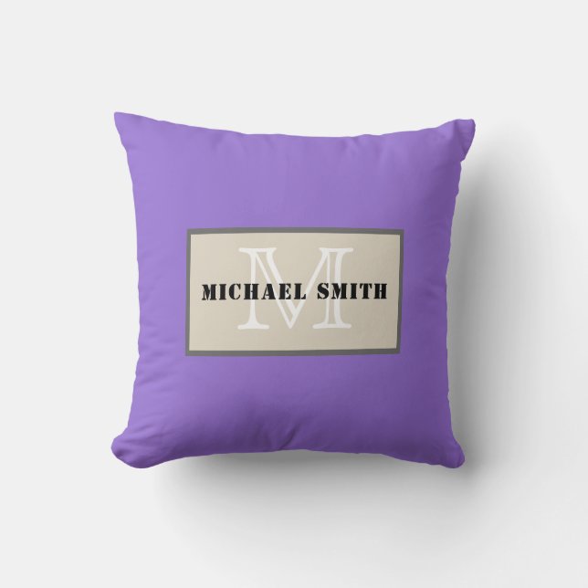 Coussin Monogramme clair pastel foncé violet Arrière - pla (Recto)