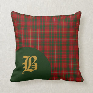 Coussin Monogramme classique de plaid de tartan de clan de