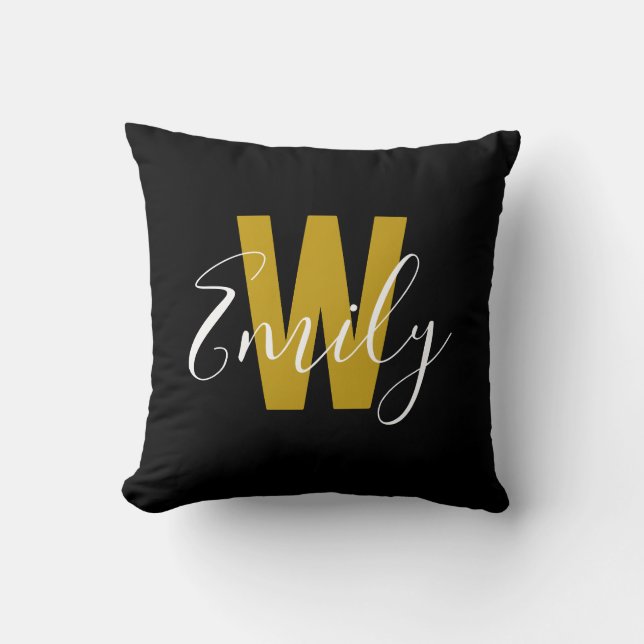 Coussin Monogramme classique en or noir (Recto)