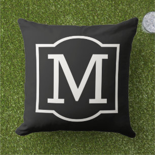 Coussin Monogramme Classique entre parenthèses Noir et Bla