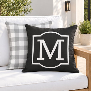 Coussin Monogramme Classique entre parenthèses Noir et Bla