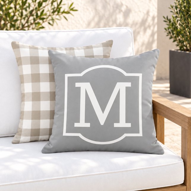 Coussin Monogramme classique gris blanc entre parenthèses (Créateur téléchargé)