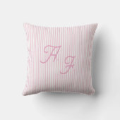 Coussin Monogramme Classique Rayure Rose Blanc Côté Mer (Verso)