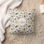Coussin Monogramme Clematis Gris Jaune Fleurs (Couverture)