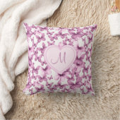 Coussin Monogramme Cœur Papillon Rose (Couverture)