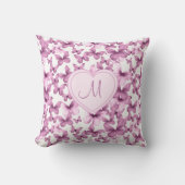 Coussin Monogramme Cœur Papillon Rose (Recto)