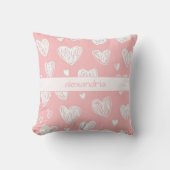 Coussin Monogramme coeurs roses modernes  (Recto)