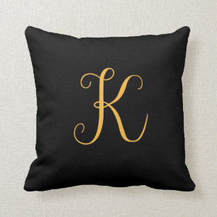 Coussin Monogramme couleur or "K" sur noir