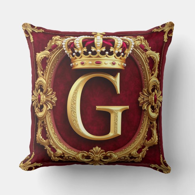 Coussin Monogramme Couronné de Luxe Cadre Élégance ✨ (Recto)