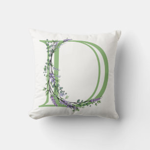 Coussin Monogramme D Lavande Eucalyptus